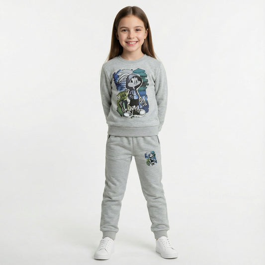 Bunny Graphic Kids Winter Cotton Fleece Co-ord Set