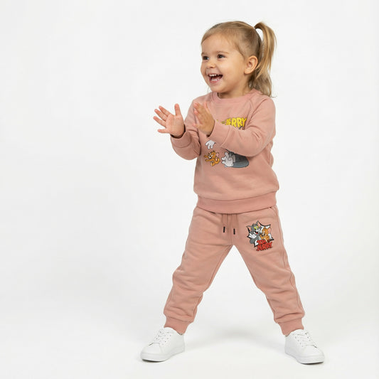 Green Tom & Jerry Kids Winter Cotton Fleece Co-ord Set