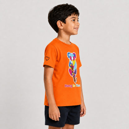 Colorful Geometric Koala Graphic Print | Half Sleeve Cotton Tee
