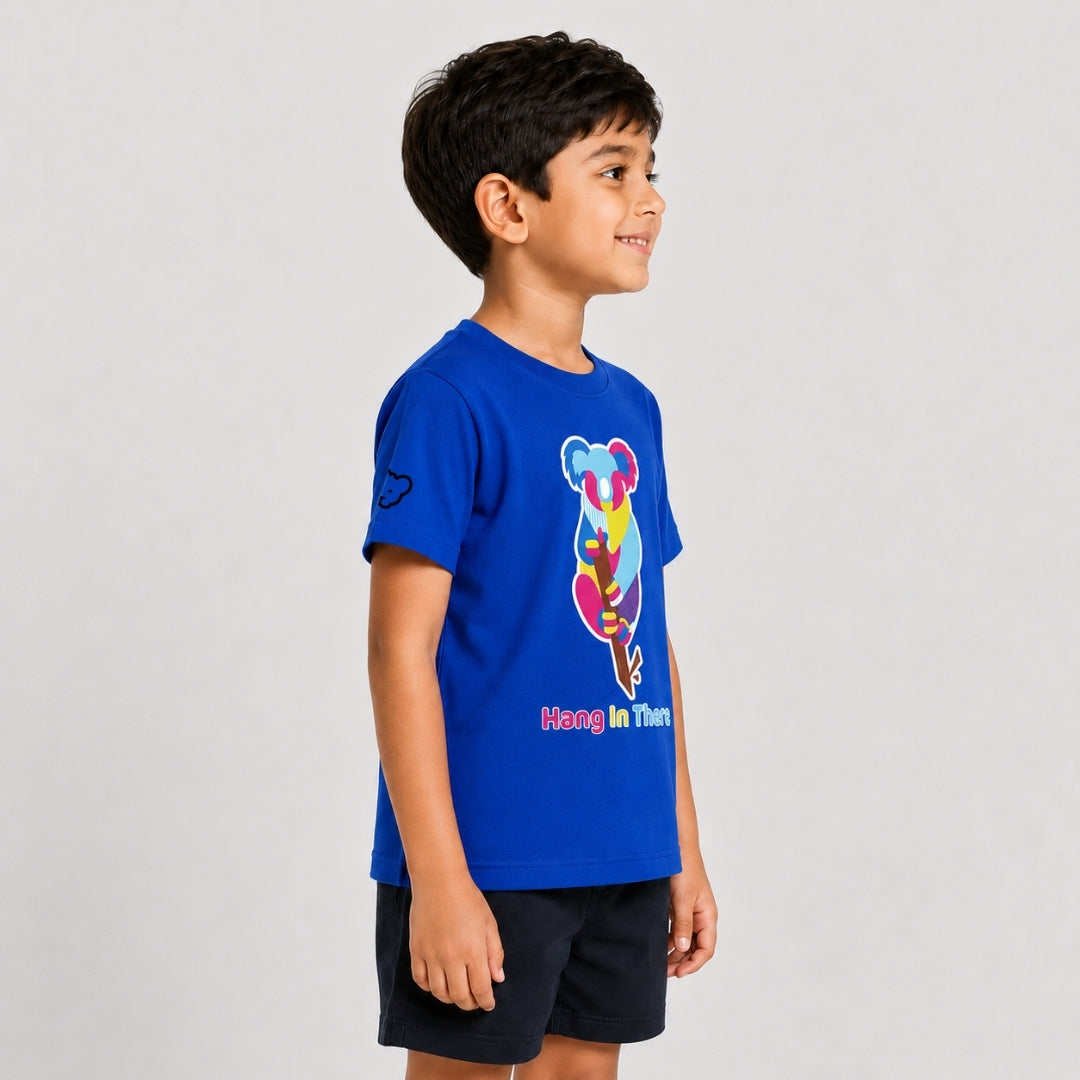 Colorful Geometric Koala Graphic Print | Half Sleeve Cotton Tee