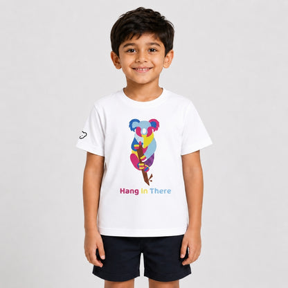Colorful Geometric Koala Graphic Print | Half Sleeve Cotton Tee