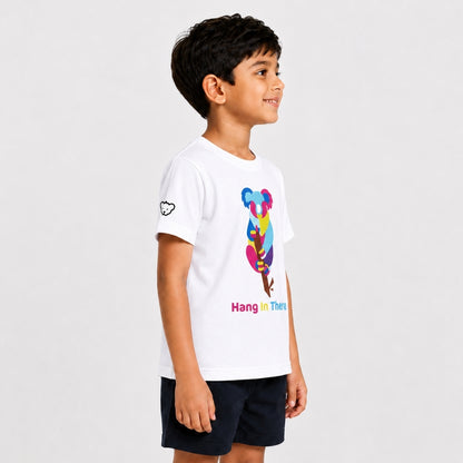 Colorful Geometric Koala Graphic Print | Half Sleeve Cotton Tee