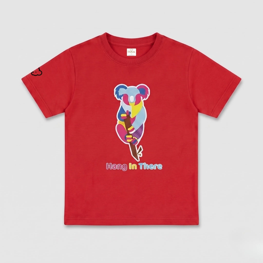 Colorful Geometric Koala Graphic Print | Half Sleeve Cotton Tee