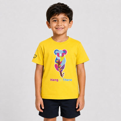 Colorful Geometric Koala Graphic Print | Half Sleeve Cotton Tee