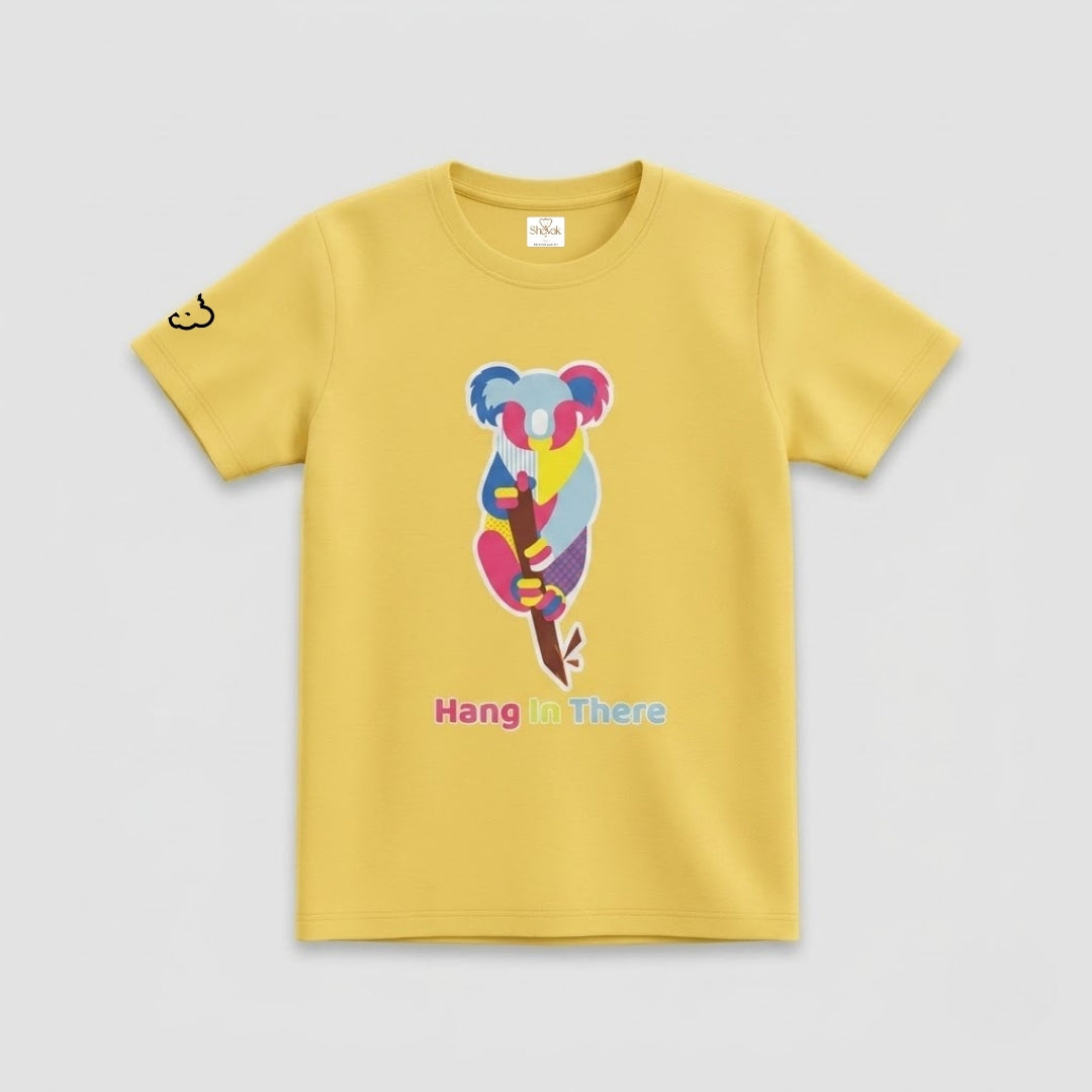 Colorful Geometric Koala Graphic Print | Half Sleeve Cotton Tee
