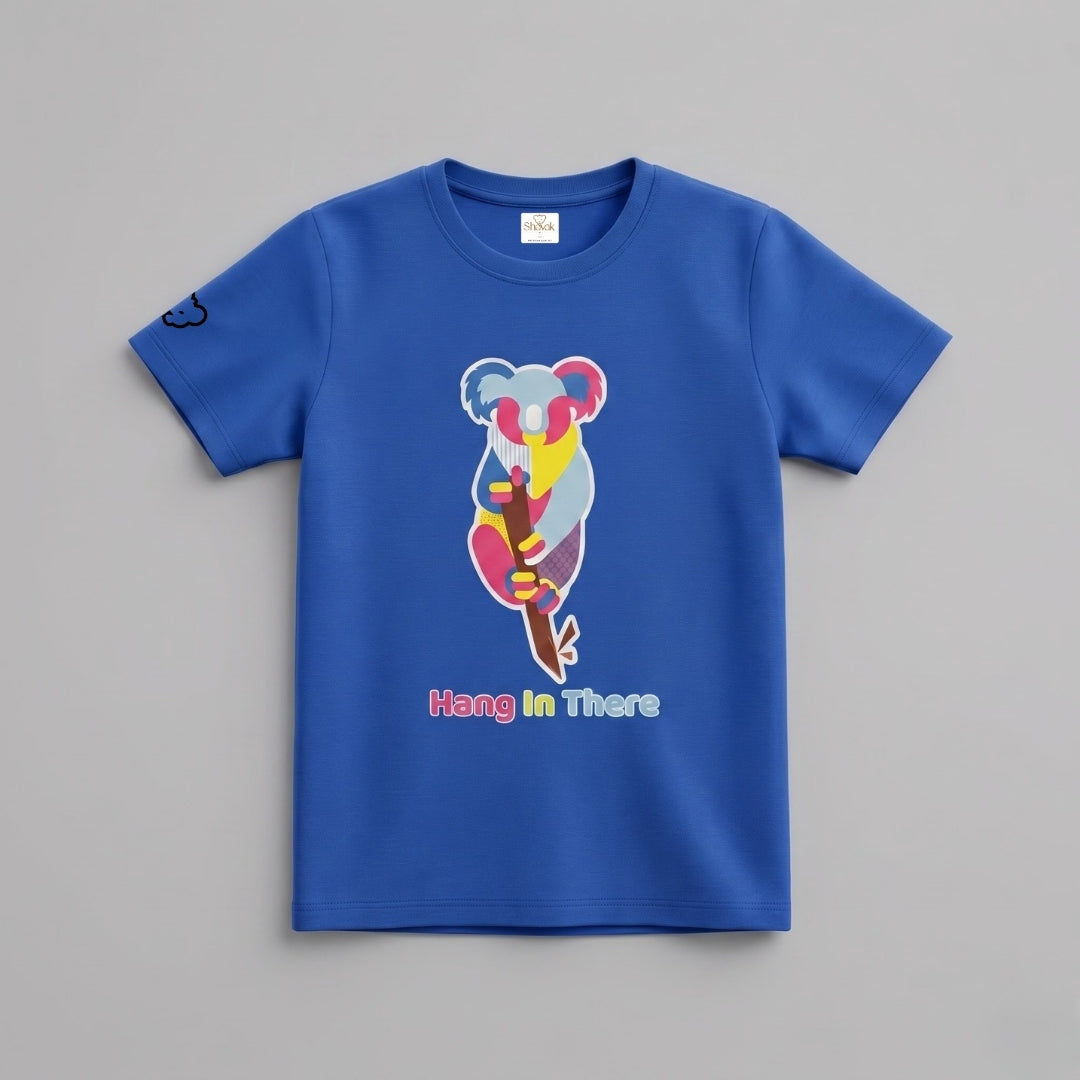 Colorful Geometric Koala Graphic Print | Half Sleeve Cotton Tee