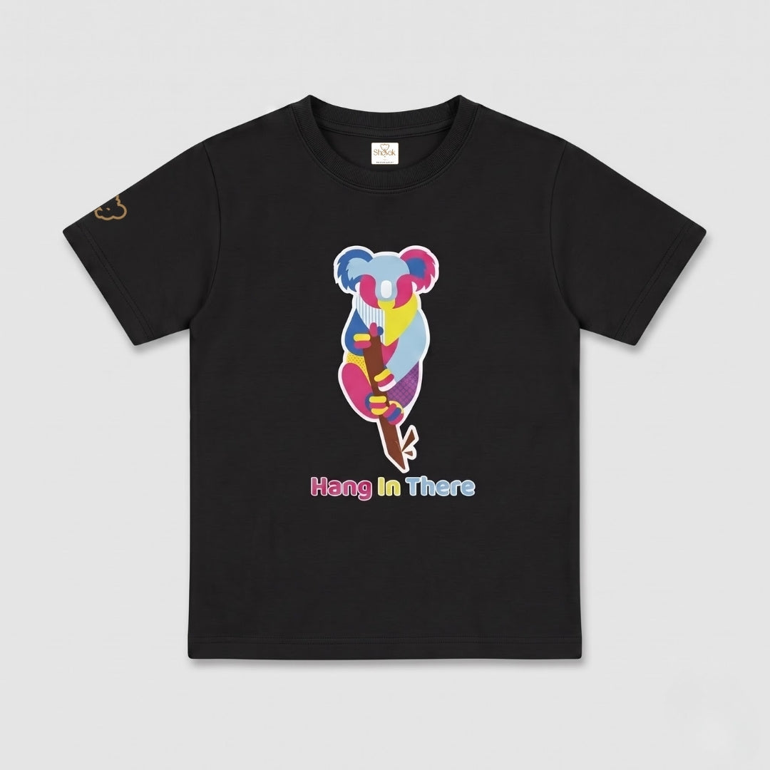 Colorful Geometric Koala Graphic Print | Half Sleeve Cotton Tee