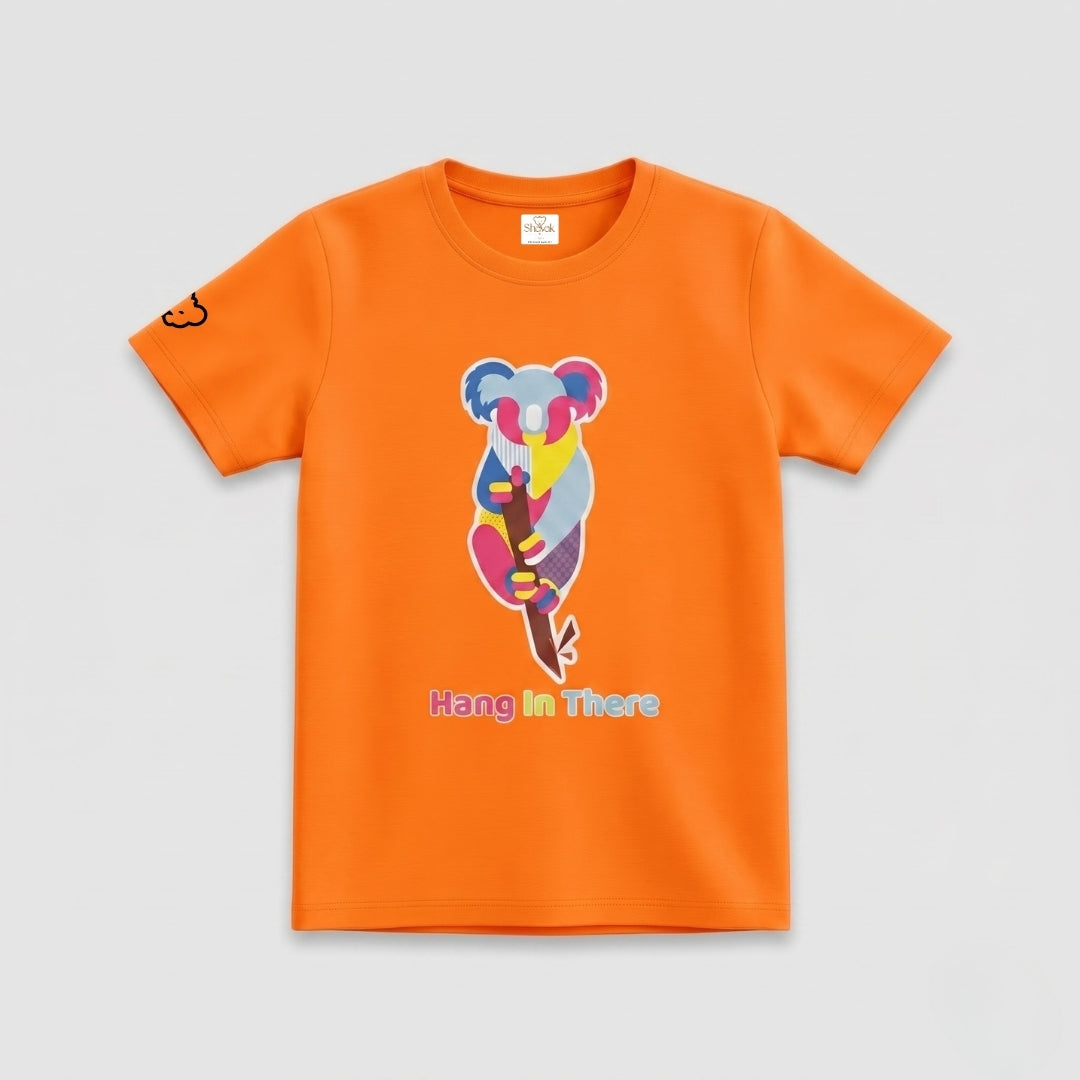 Colorful Geometric Koala Graphic Print | Half Sleeve Cotton Tee