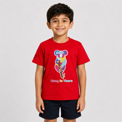 Colorful Geometric Koala Graphic Print | Half Sleeve Cotton Tee