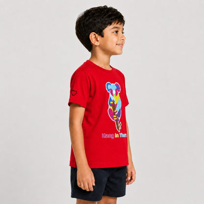Colorful Geometric Koala Graphic Print | Half Sleeve Cotton Tee
