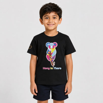 Colorful Geometric Koala Graphic Print | Half Sleeve Cotton Tee