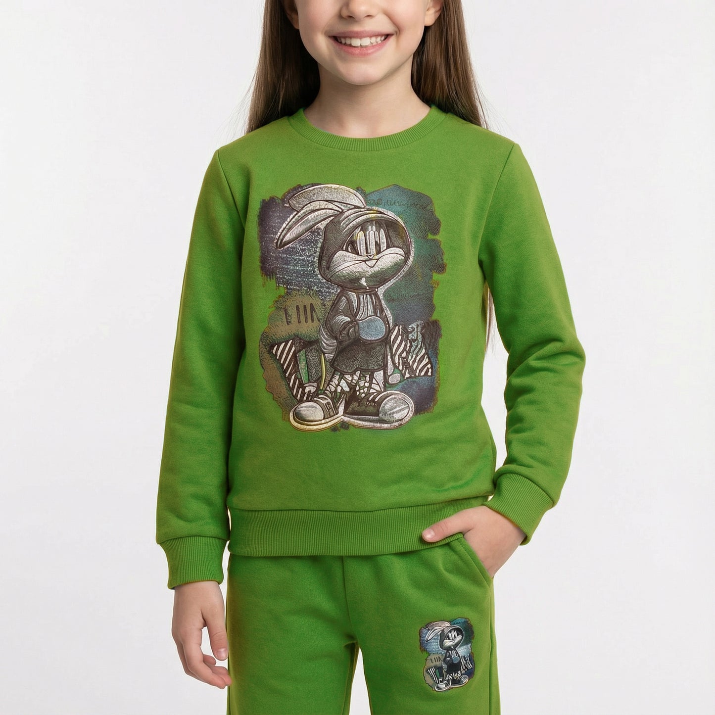 Bunny Graphic Kids Winter Cotton Fleece Co-ord Set