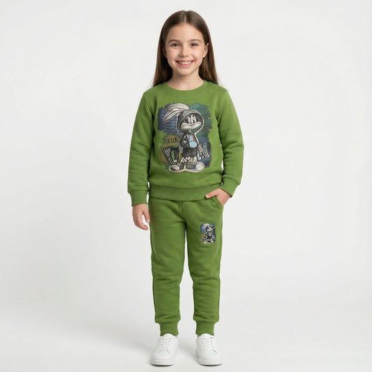 Bunny Graphic Kids Winter Cotton Fleece Co-ord Set