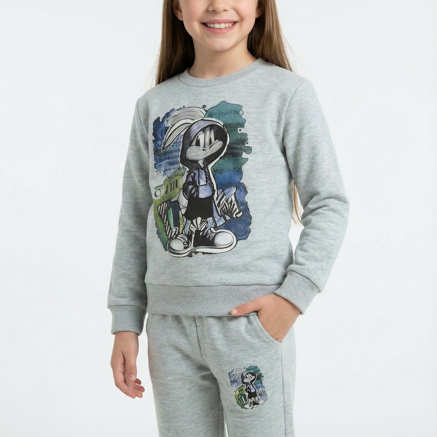 Bunny Graphic Kids Winter Cotton Fleece Co-ord Set