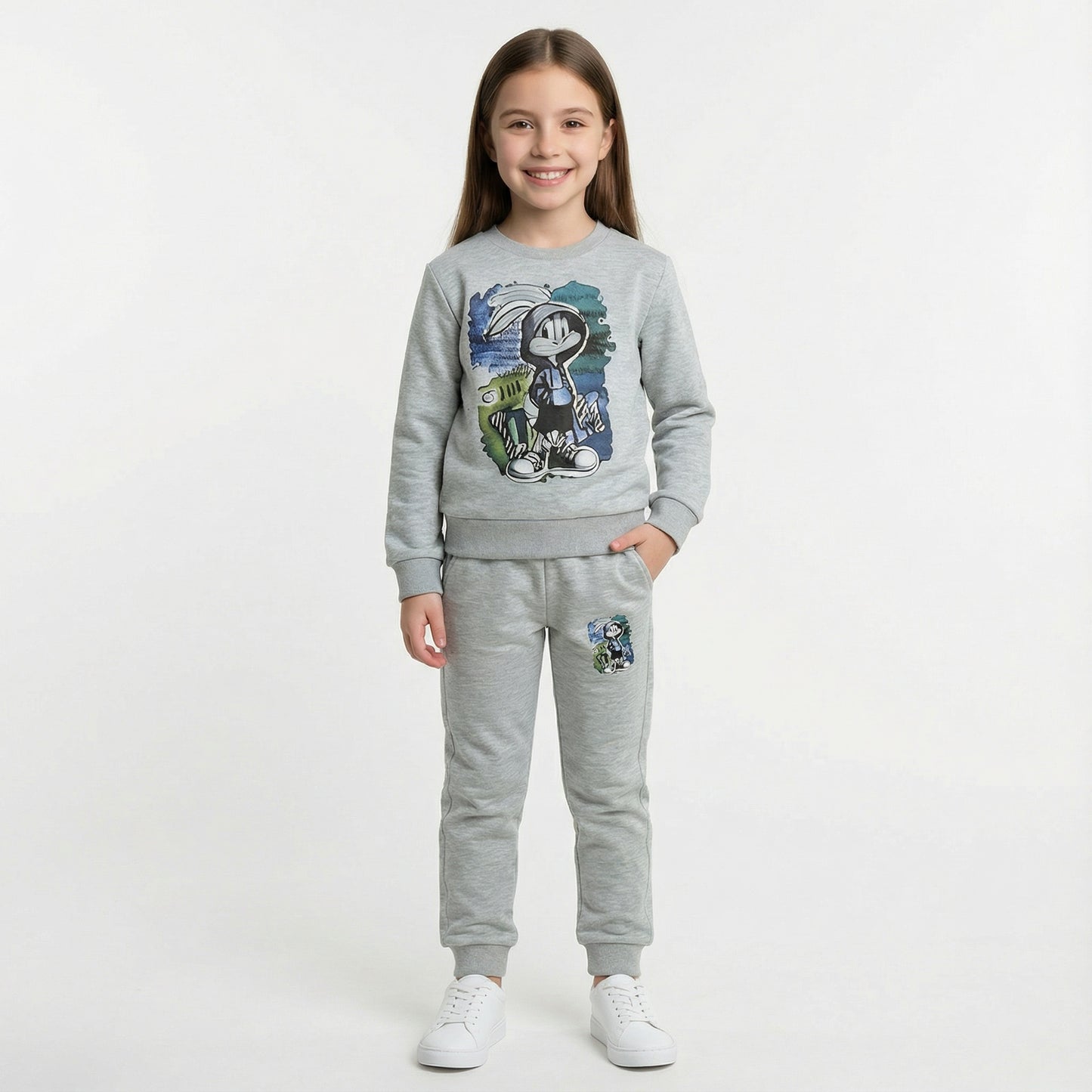 Bunny Graphic Kids Winter Cotton Fleece Co-ord Set