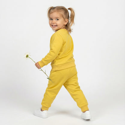 Yellow Cool To Be Kind Kids Winter Cotton Fleece Co-ord Set