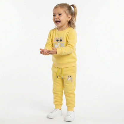 Yellow Cool To Be Kind Kids Winter Cotton Fleece Co-ord Set