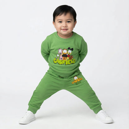 Green Garfield Kids Winter Cotton Fleece Co-ord Set