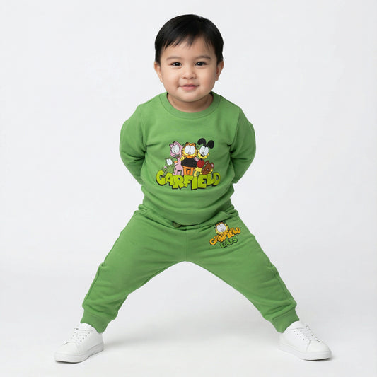 Green Garfield Kids Winter Cotton Fleece Co-ord Set