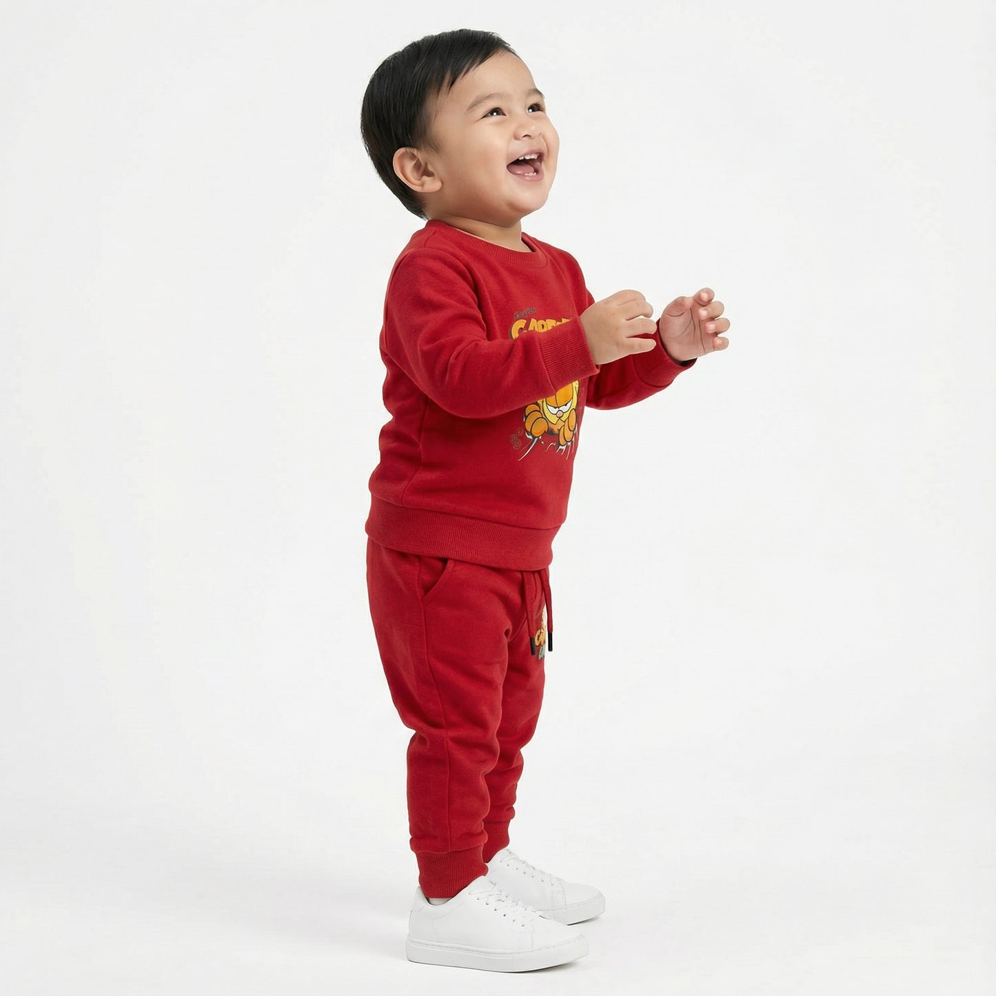 Red Garfield Kids Winter Cotton Fleece Co-ord Set