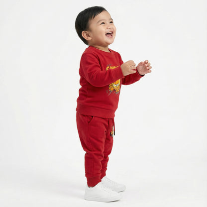 Red Garfield Kids Winter Cotton Fleece Co-ord Set