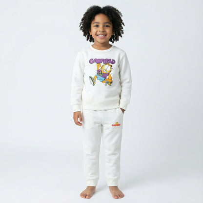 White Garfield Kids Winter Cotton Fleece Co-ord Set