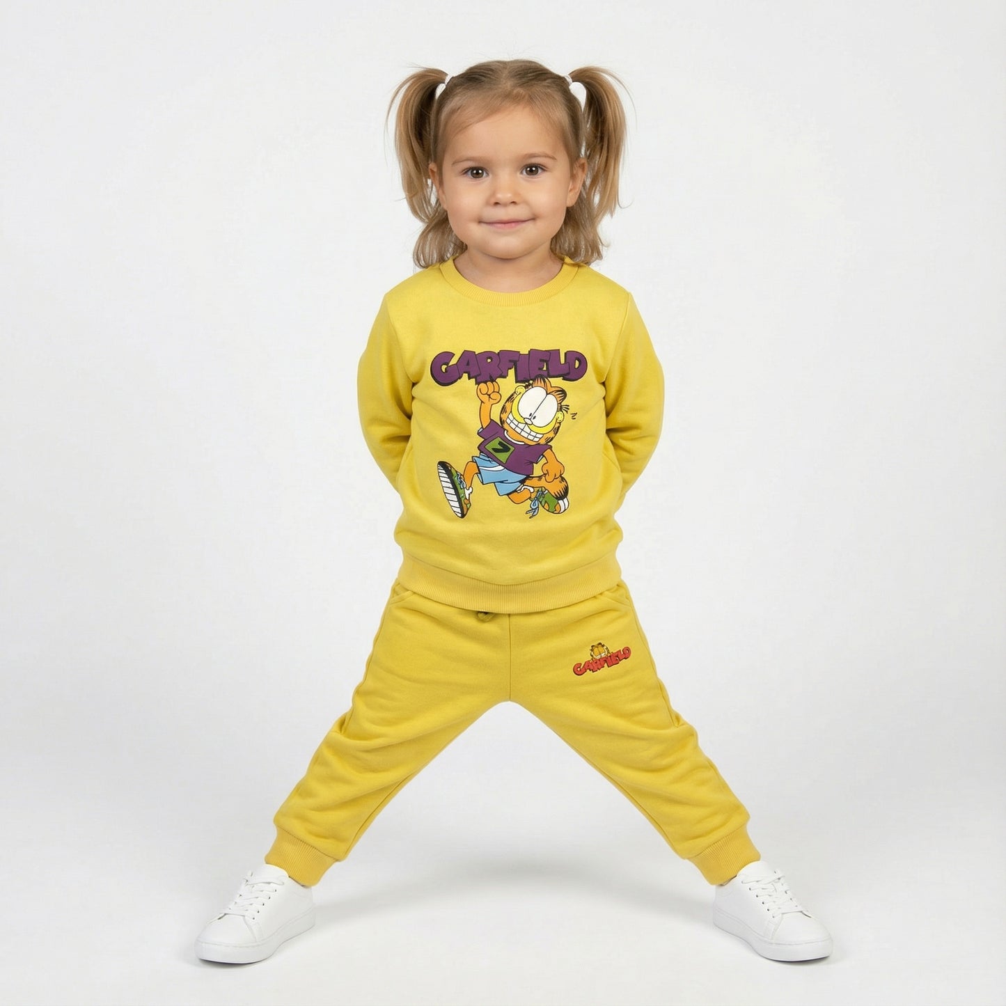 White Garfield Kids Winter Cotton Fleece Co-ord Set