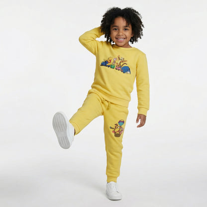 Yellow Winnie the Pooh Kids Winter Cotton Fleece Co-ord Set