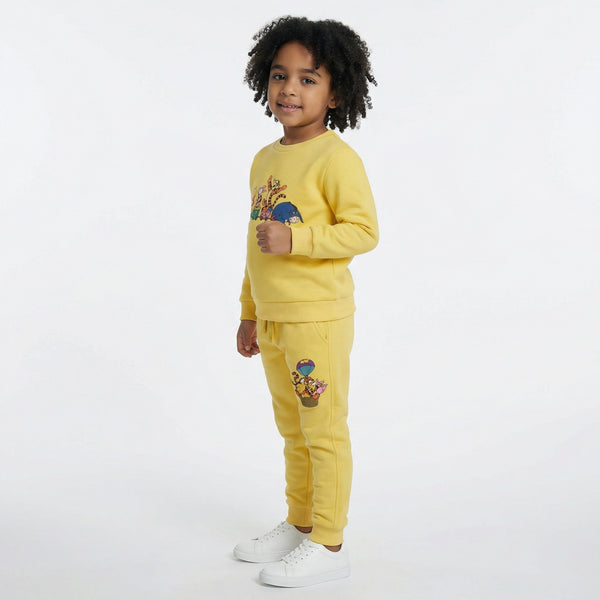Yellow Winnie the Pooh Kids Winter Cotton Fleece Co-ord Set