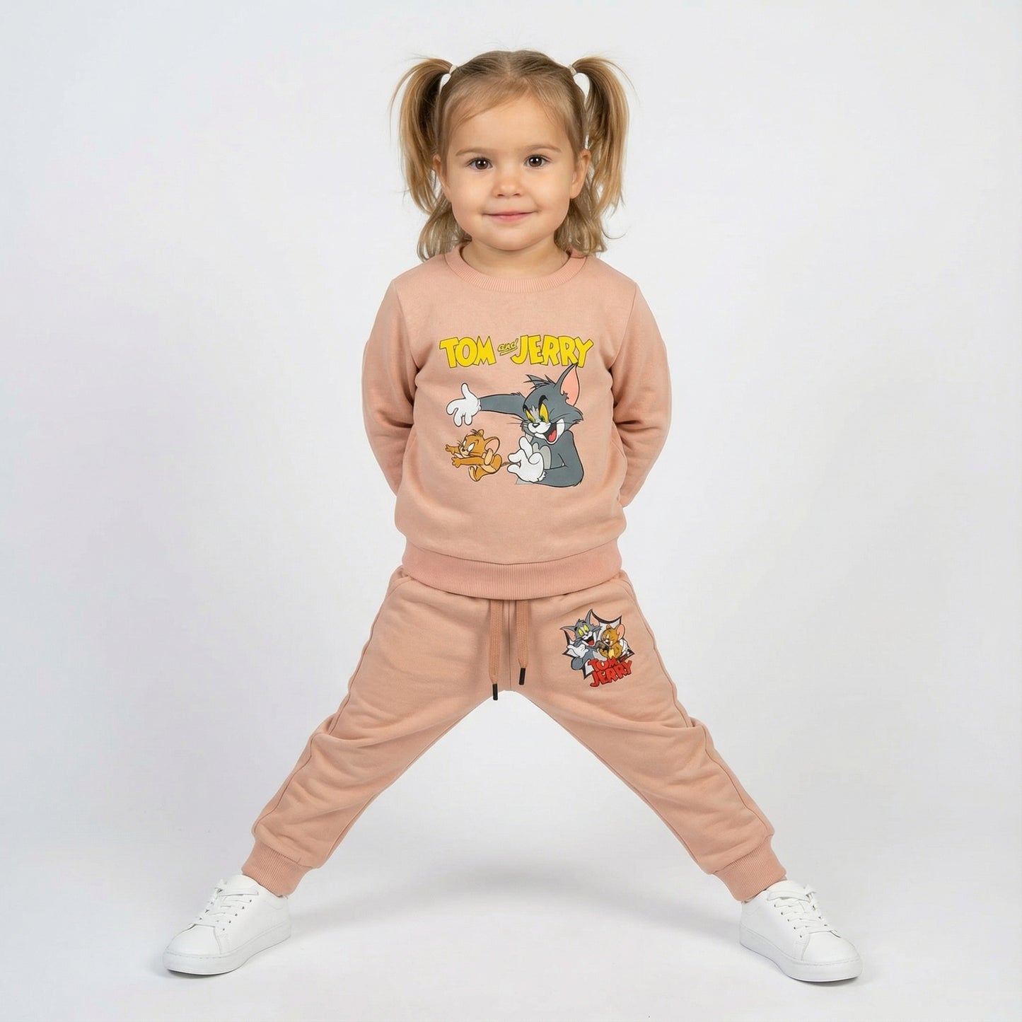 Green Tom & Jerry Kids Winter Cotton Fleece Co-ord Set